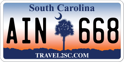 SC license plate AIN668