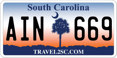SC license plate AIN669