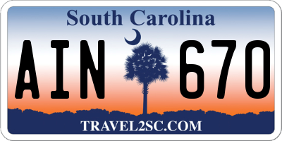 SC license plate AIN670