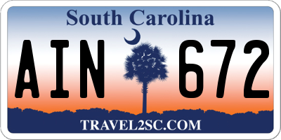 SC license plate AIN672