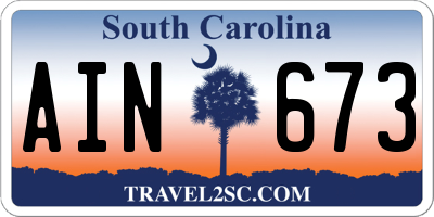 SC license plate AIN673
