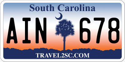 SC license plate AIN678