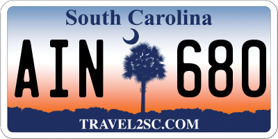 SC license plate AIN680