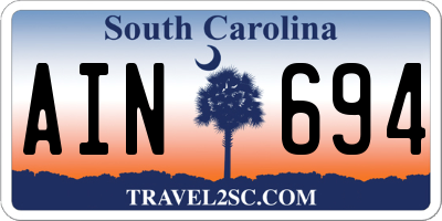 SC license plate AIN694