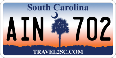 SC license plate AIN702