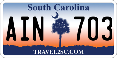 SC license plate AIN703