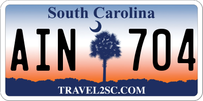 SC license plate AIN704