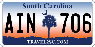 SC license plate AIN706