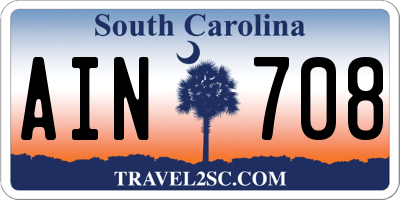 SC license plate AIN708