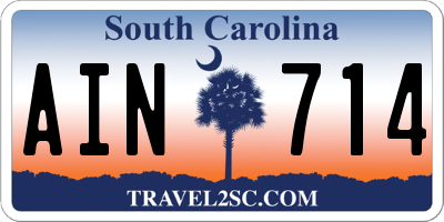 SC license plate AIN714
