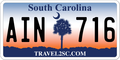 SC license plate AIN716