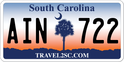 SC license plate AIN722