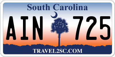 SC license plate AIN725
