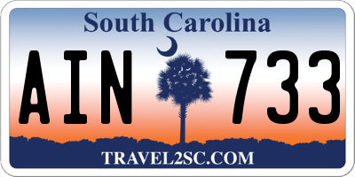 SC license plate AIN733