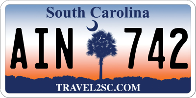 SC license plate AIN742