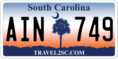 SC license plate AIN749