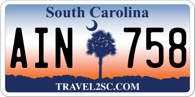 SC license plate AIN758