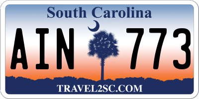 SC license plate AIN773
