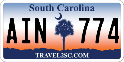 SC license plate AIN774