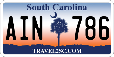 SC license plate AIN786