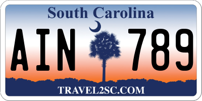 SC license plate AIN789