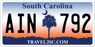 SC license plate AIN792