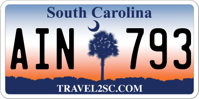 SC license plate AIN793