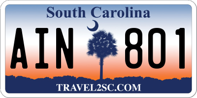 SC license plate AIN801