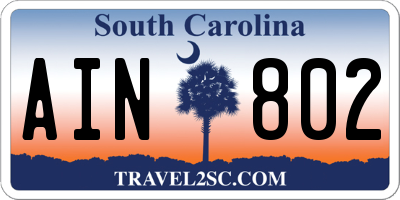 SC license plate AIN802