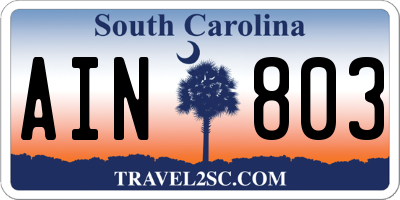 SC license plate AIN803