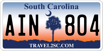 SC license plate AIN804