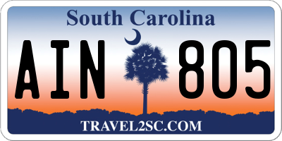 SC license plate AIN805