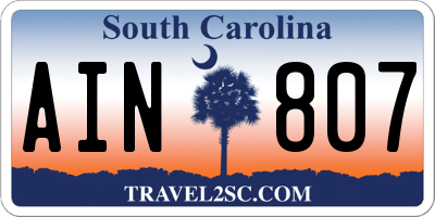 SC license plate AIN807