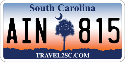 SC license plate AIN815