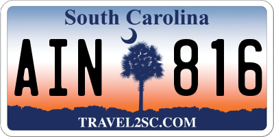 SC license plate AIN816