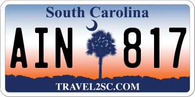 SC license plate AIN817