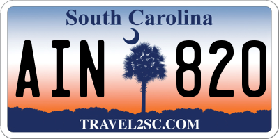 SC license plate AIN820
