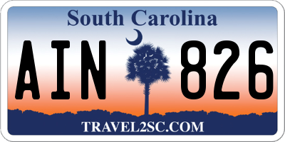 SC license plate AIN826
