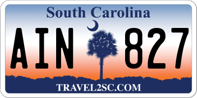 SC license plate AIN827