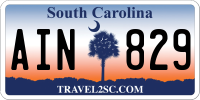 SC license plate AIN829