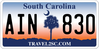 SC license plate AIN830