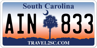 SC license plate AIN833