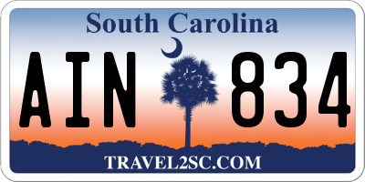 SC license plate AIN834