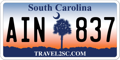SC license plate AIN837