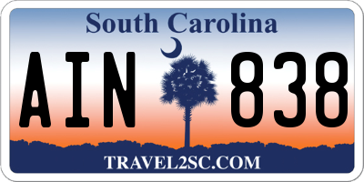 SC license plate AIN838