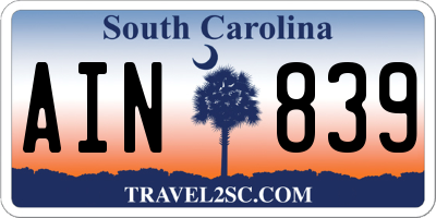 SC license plate AIN839