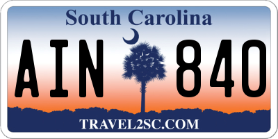 SC license plate AIN840