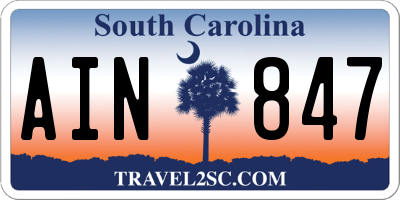 SC license plate AIN847