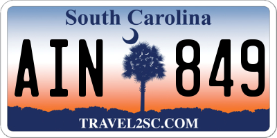 SC license plate AIN849