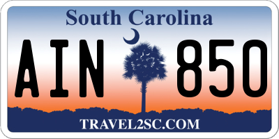 SC license plate AIN850